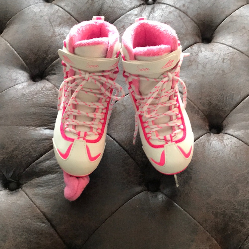 Girls Riedell ice skates pink/white size 2